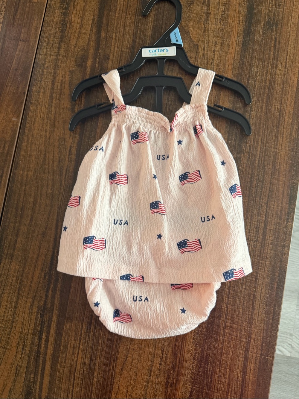 Carter's Pink USA Flag Tank Top and Bloomer Set